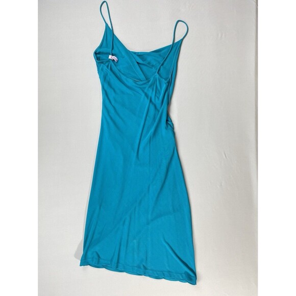 Diane Von Furstenberg Spaghetti Strap Slip Dress Women's 6 Teal Stretch Vintage - Picture 6 of 16